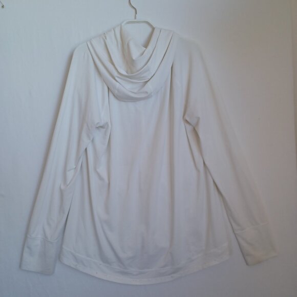 Athleta Full Zip Hoodie Jacket White Stretch Victory Hooded Workout Womens Large - Picture 3 of 7